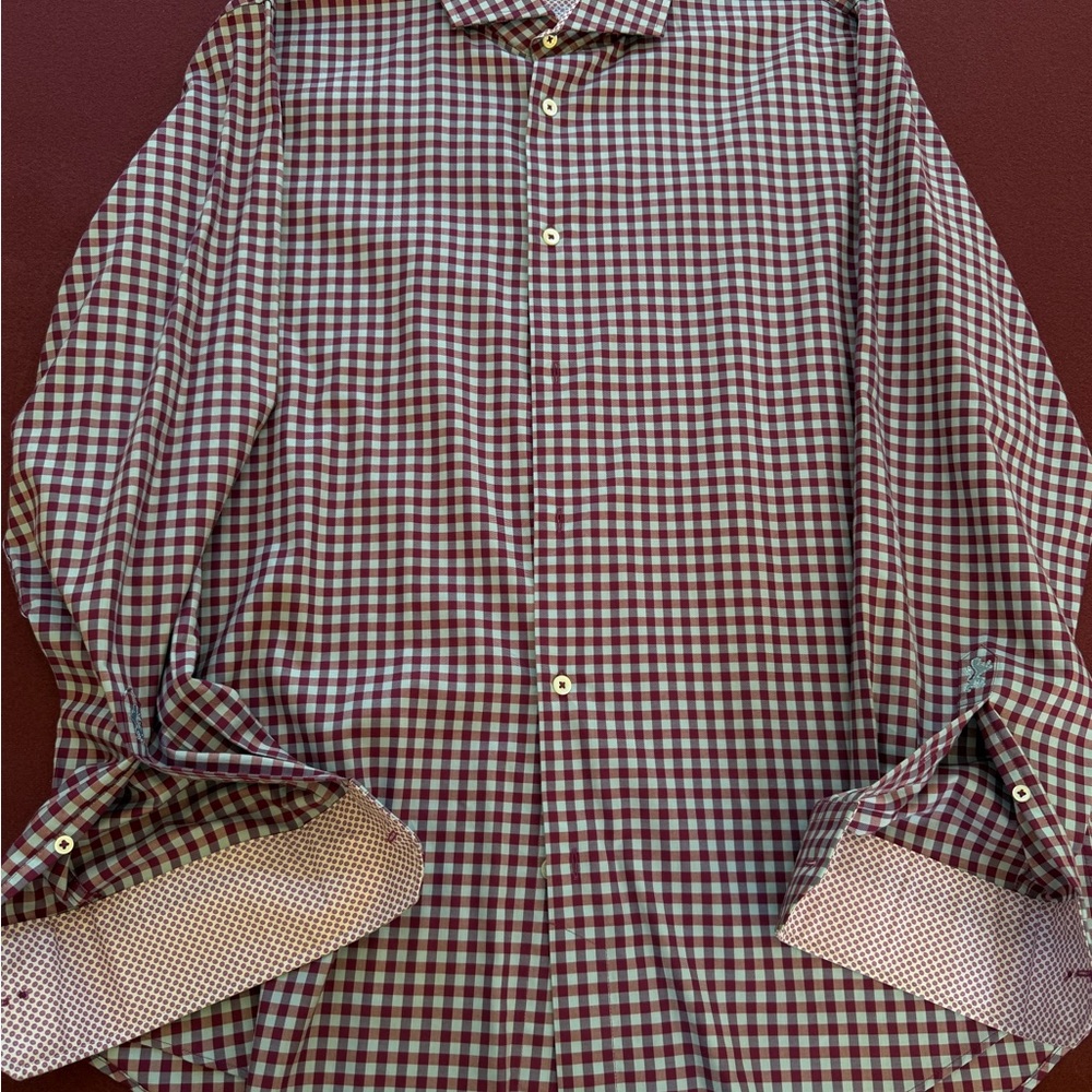 Bugatchi Checkered Shirt - Purple and Baby Blue